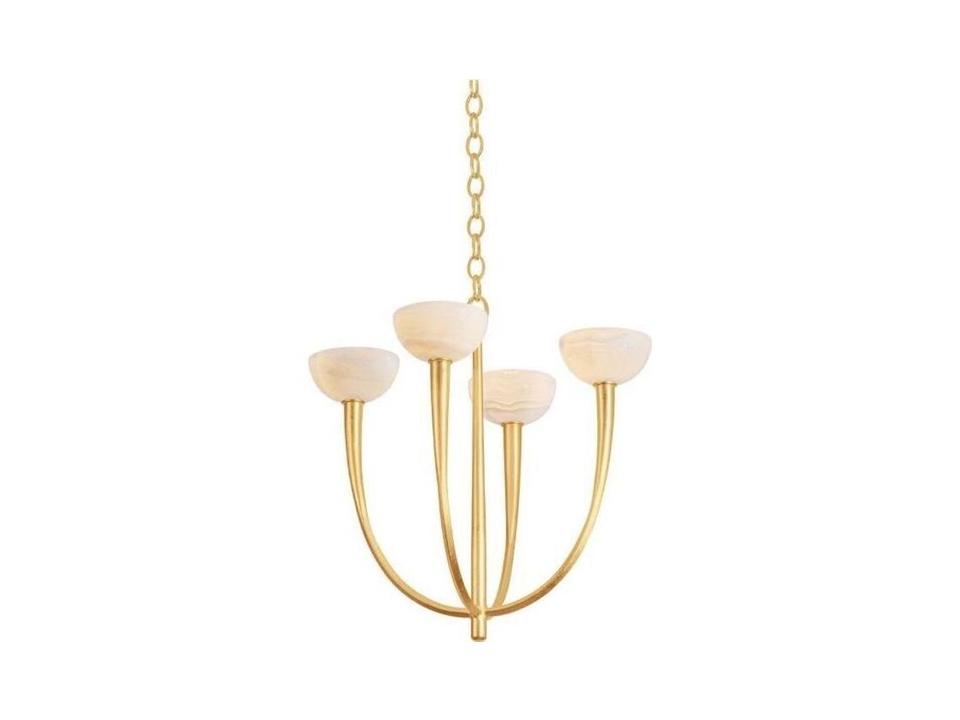 Maywood 4-Light Chandelier with Onyx Shades in Vintage Gold Leaf