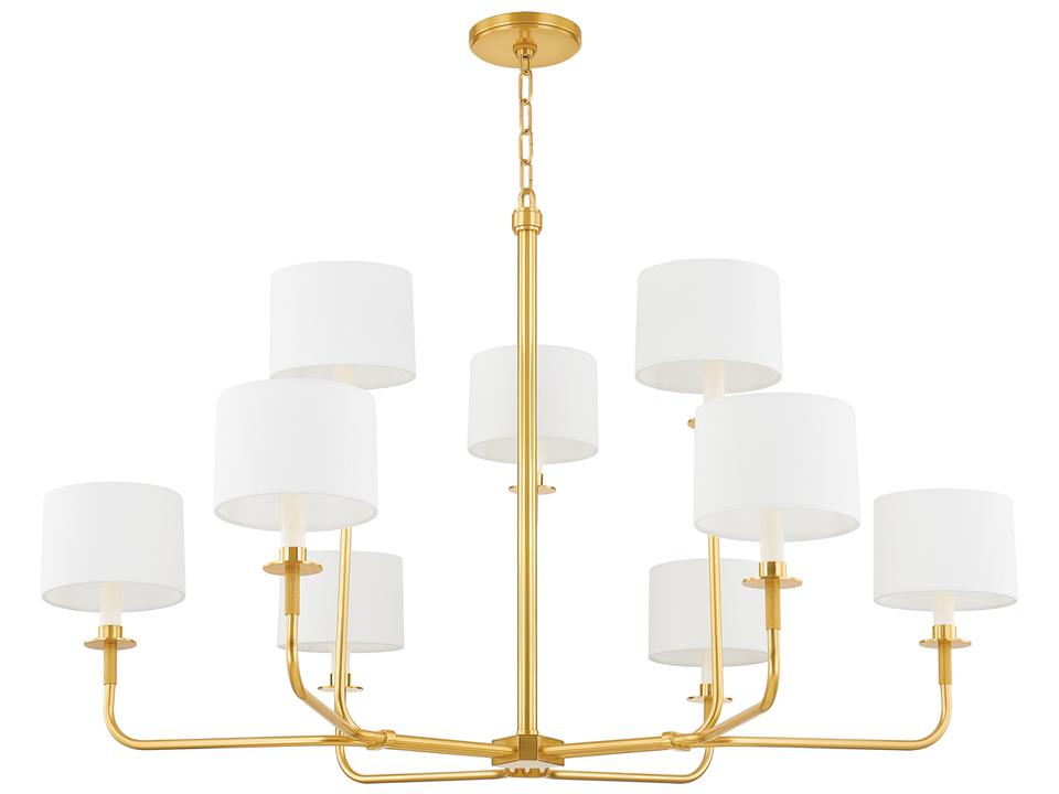 Paramus 9-Light Aged Brass Candelabra Drum Chandelier