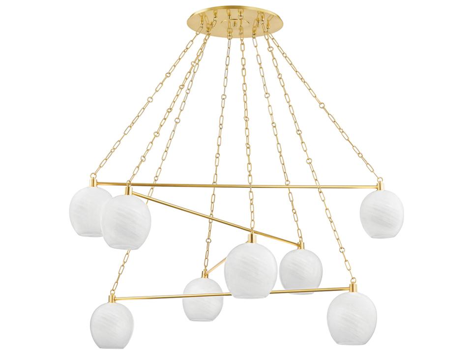 Asbury Park 8-Light Aged Brass Glass Globe Chandelier