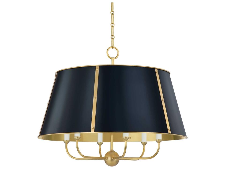 Cambridge 6-Light Aged Brass Darkest Blue Candelabra Empire Chandelier
