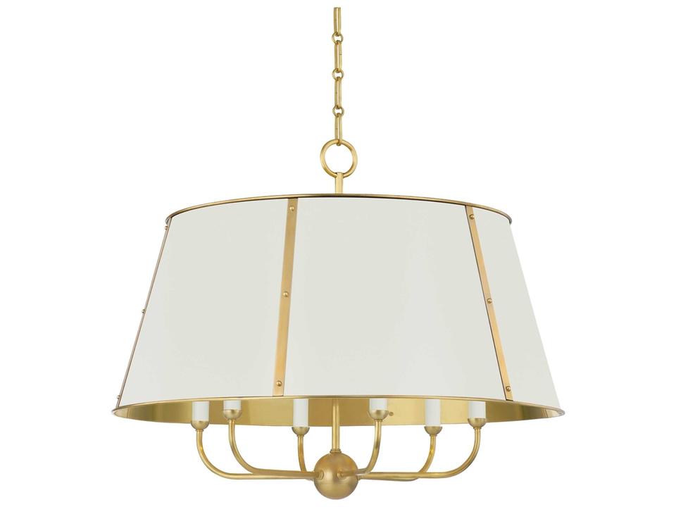 Cambridge 6-Light Aged Brass off White Candelabra Empire Chandelier