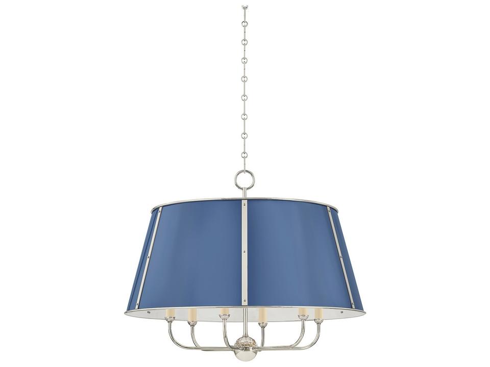 Cambridge 6-Light Candelabra Chandelier in Polished Nickel and Soft French Blue