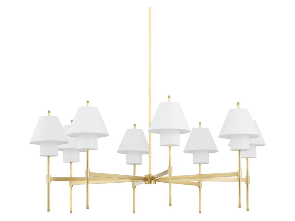 Glenmoore 8-Light Aged Brass White Empire Chandelier