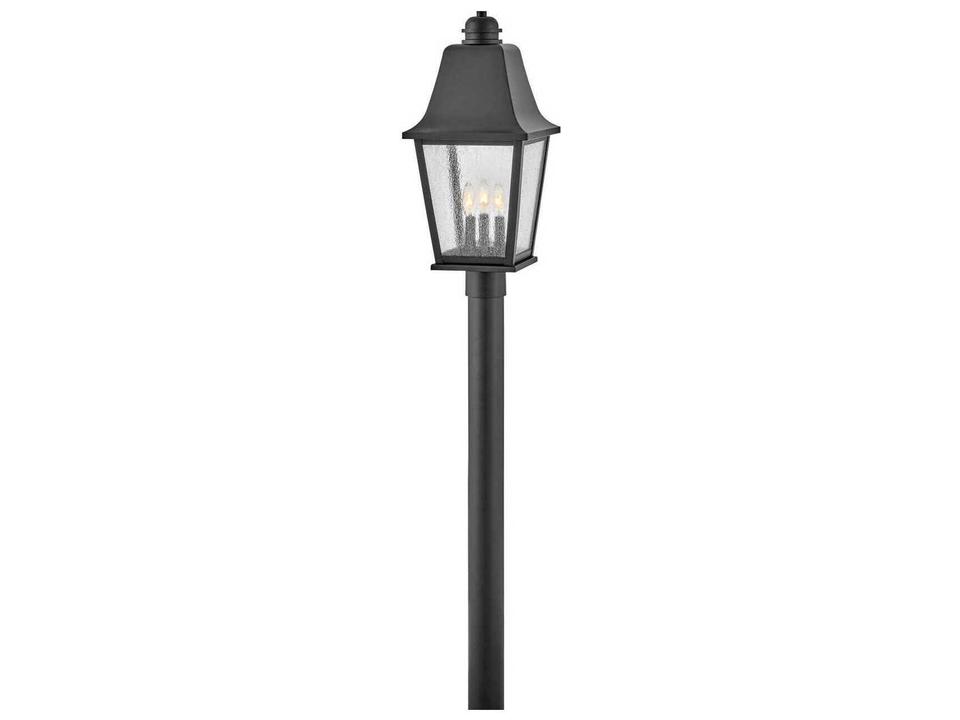 Kingston 3-Light Outdoor Post Light in Black with Clear Seedy Glass