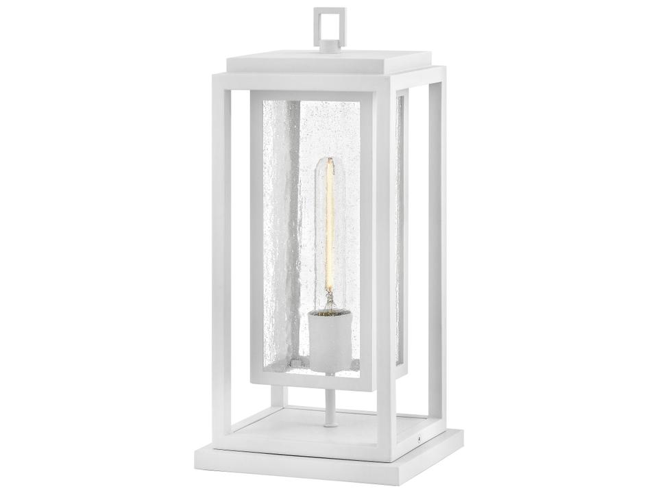 Republic 1-Light Outdoor Pier Mount Lantern in Textured White