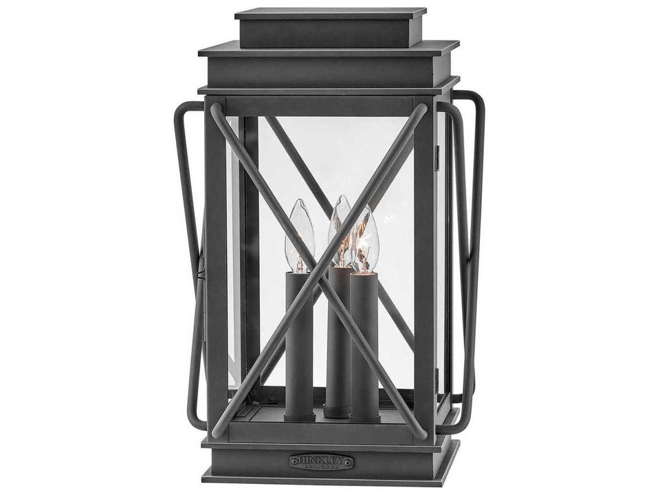 Montecito 3-Light LED Outdoor Pier Mount Lantern in Museum Black