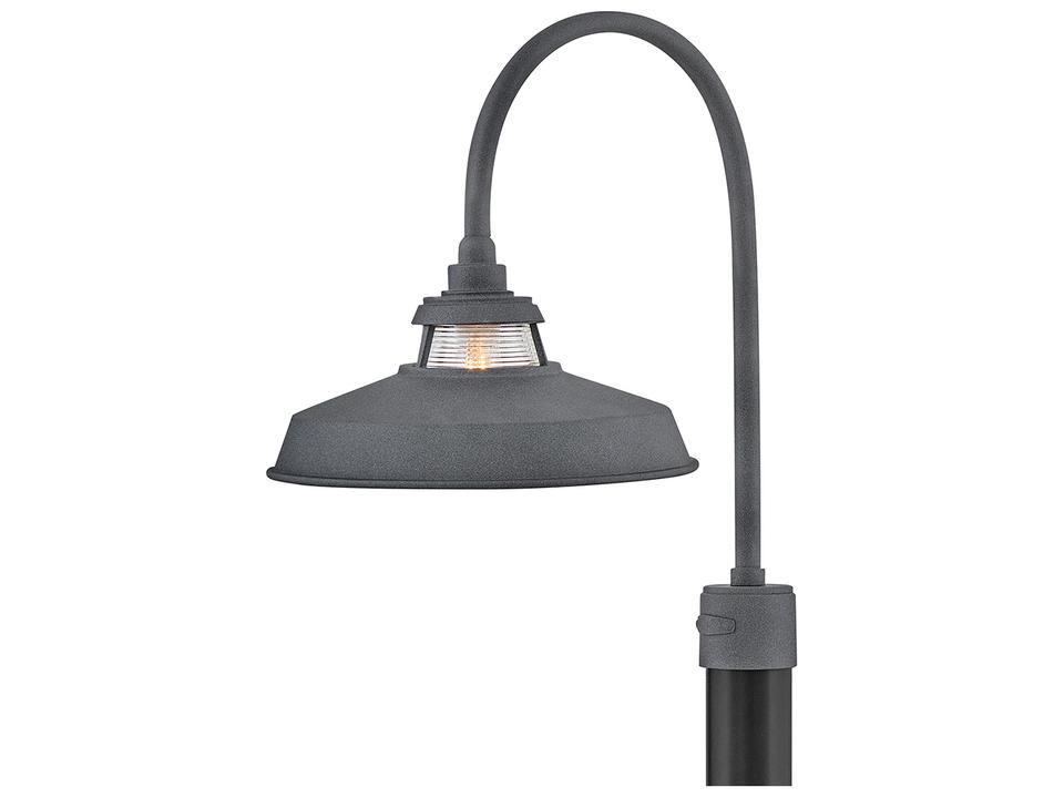 Troyer 1-Light Outdoor Post Light in Aged Zinc with Ribbed Glass