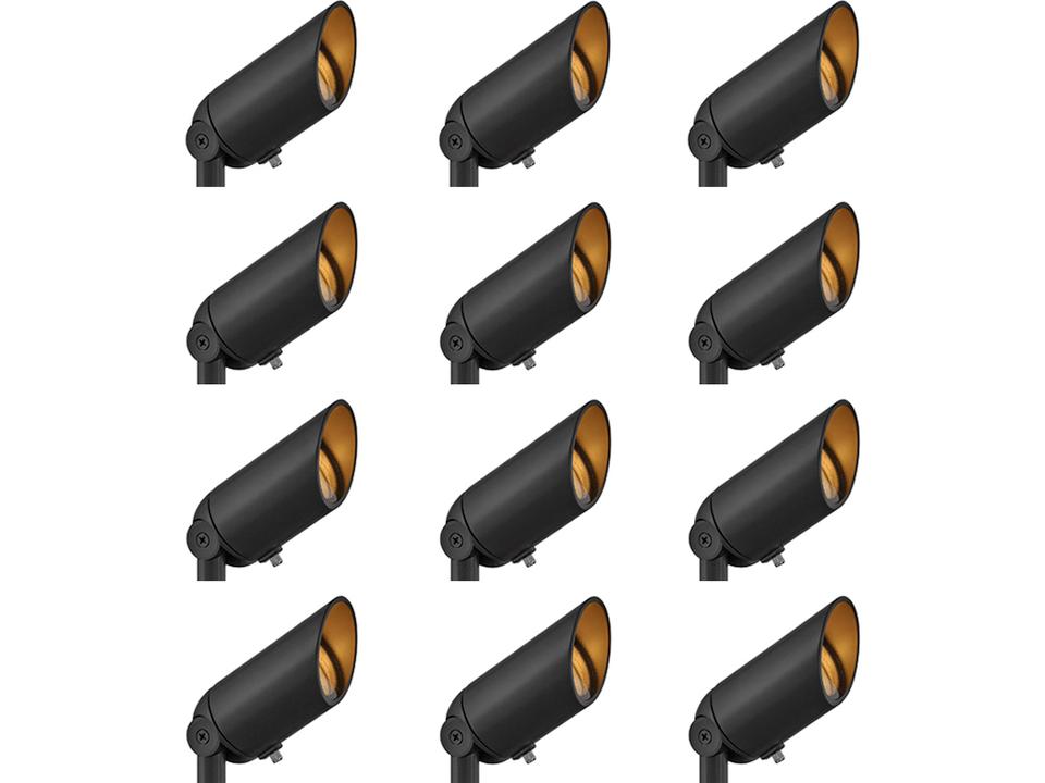 Accent Spot Light 1-Light Outdoor Spot Light Set of 12 in Satin Black
