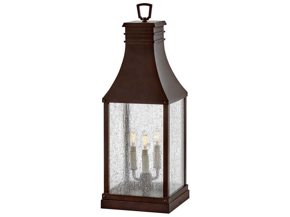Beacon Hill 3-Light LED Outdoor Pier Mount Lantern in Blackened Copper