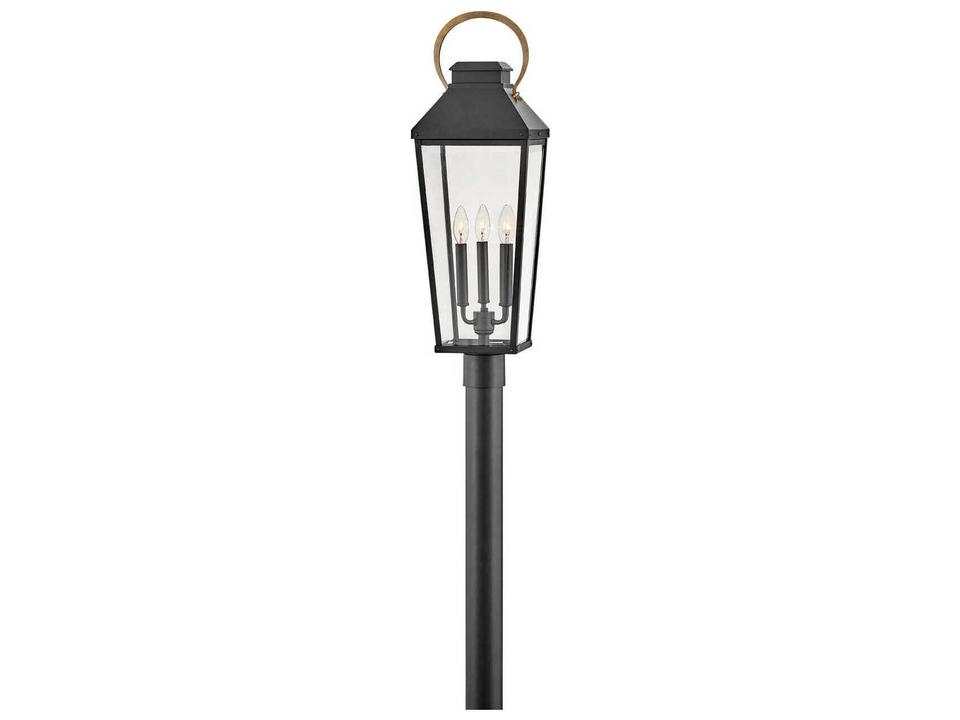 Dawson 3-Light Outdoor Post Light in Black with Burnished Bronze Accents