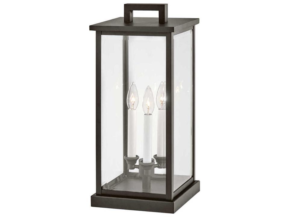 Weymouth 3-Light Outdoor Post Light in Oil Rubbed Bronze with Clear Beveled Glass