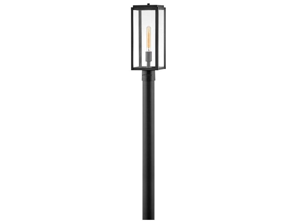 Max 1-Light Outdoor Post Light in Black with Clear Glass