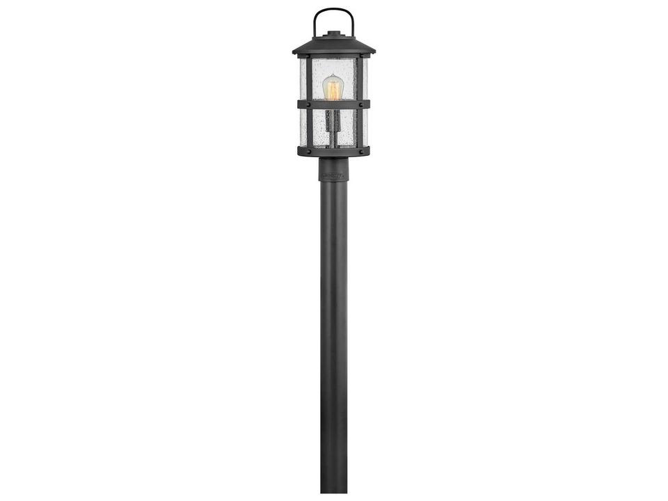 Lakehouse 1-Light Outdoor Post Light in Black with Clear Seedy Glass