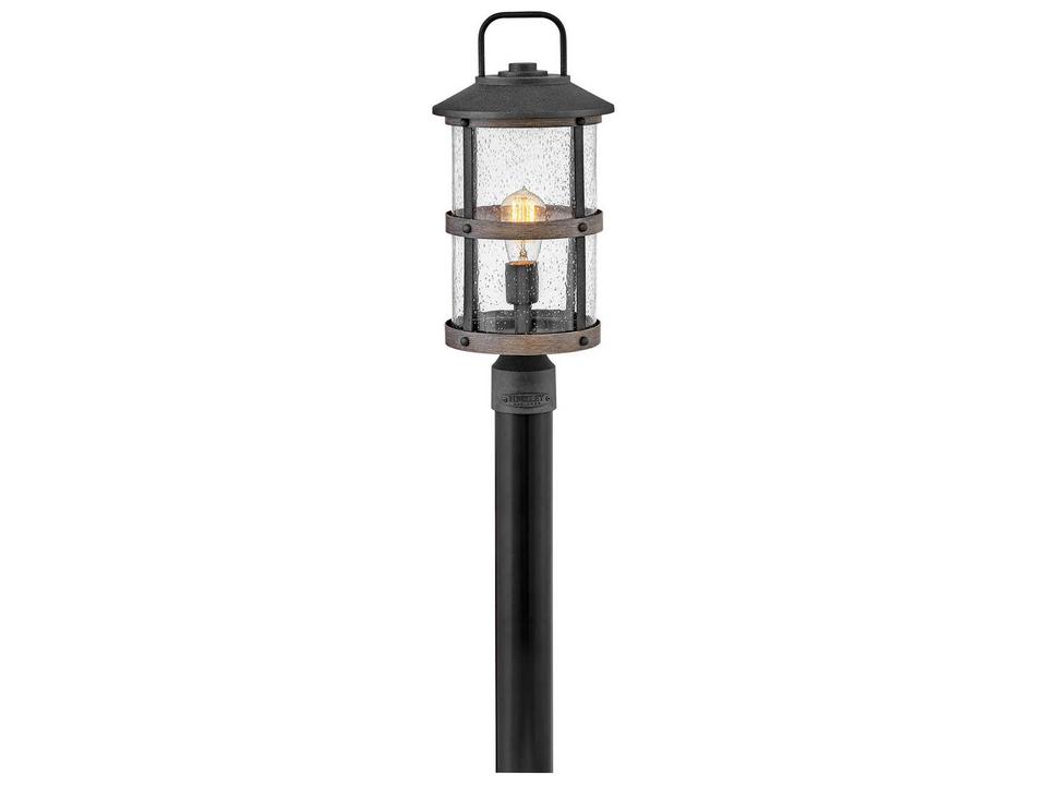 Lakehouse 1-Light Outdoor Post Light in Aged Zinc with Driftwood Gray