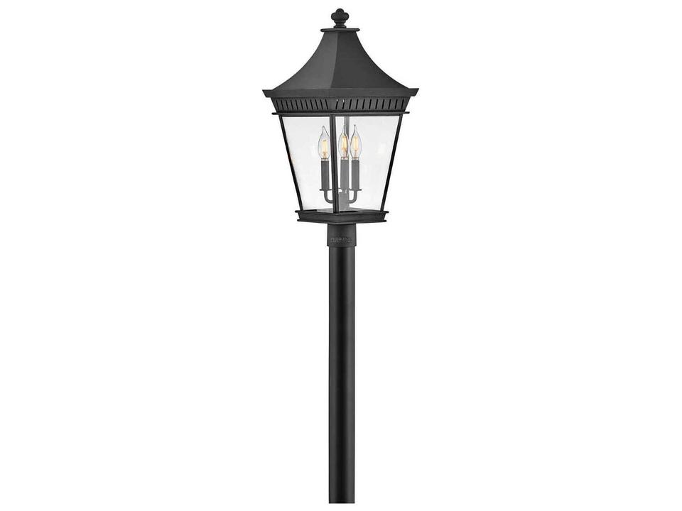 Chapel Hill 3-Light Outdoor Post Light in Museum Black with Clear Glass