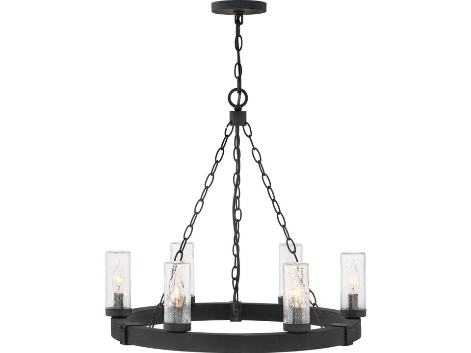 6-Light Sawyer LED Outdoor Chandelier in Black