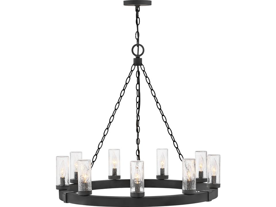 Open Air Sawyer 9-Light Outdoor Chandelier in Black