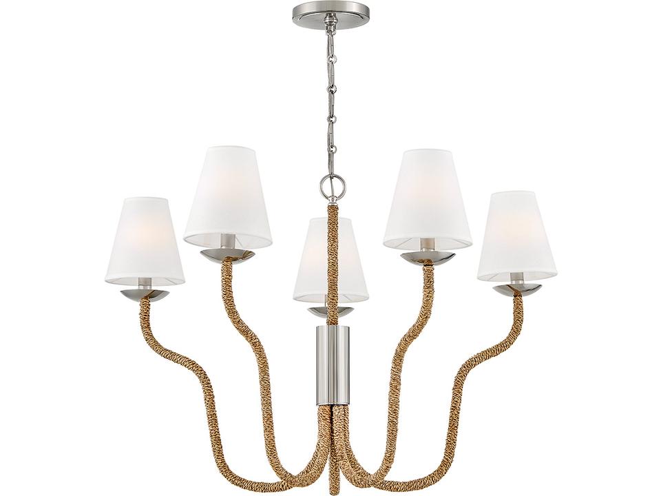 Harwich 5-Light Polished Nickel Chandelier with Natural Fiber Rope