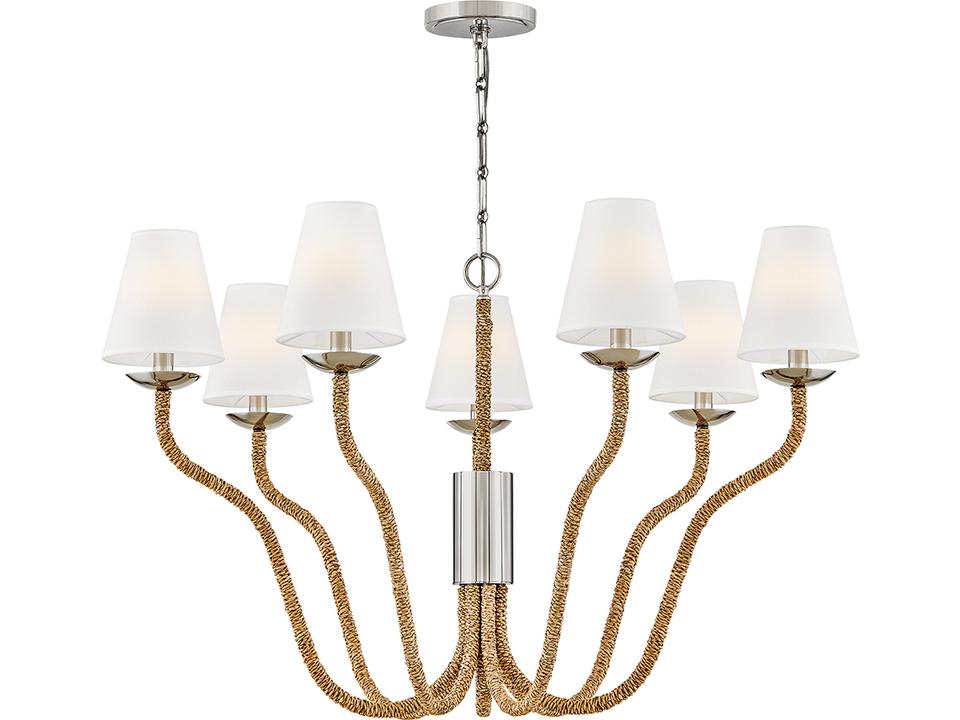 Harwich 7-Light Polished Nickel Chandelier with Natural Fiber Rope