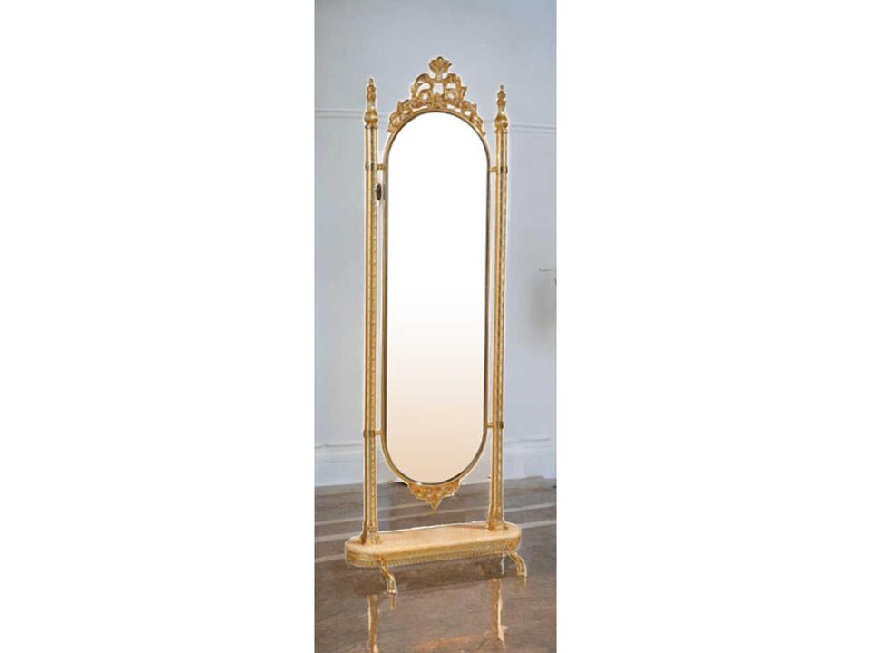 Fon Oval Floor Mirror in Antique Gold