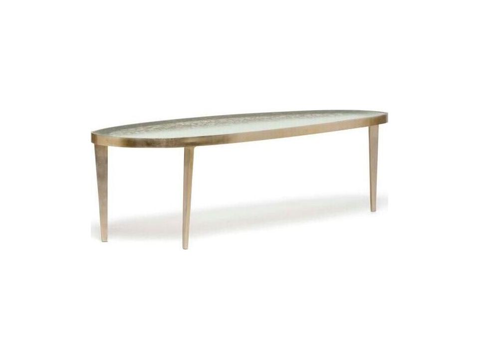 Jan Oval Glass Champagne Taupe Grey Coffee Table