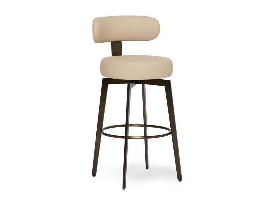 Clermont Antique Bronze Cream Latte Faux Leather Bar Stool