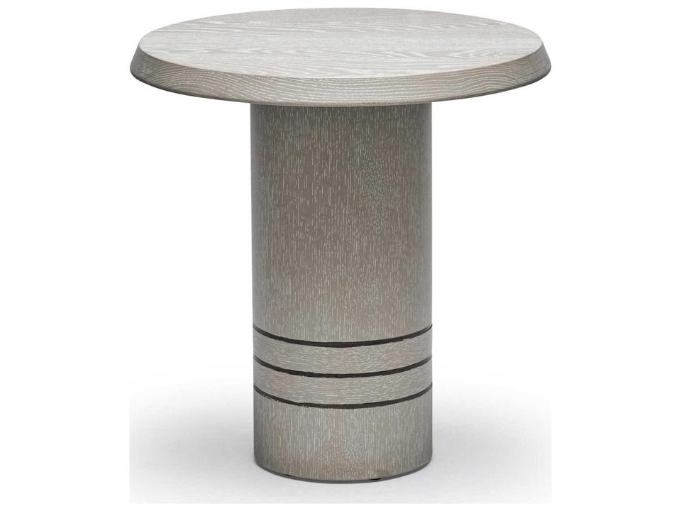 Hunt Round Wood Cliffside Grey Classic Bronze End Table