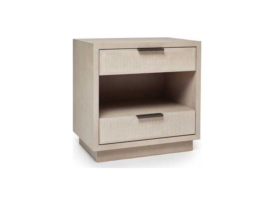 Holmes 2-Drawers Beige Oak Wood Nightstand