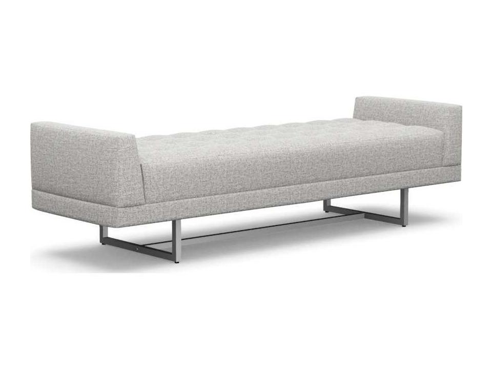 Luca Storm Polished Nickel Gray Upholstered Accent Bench