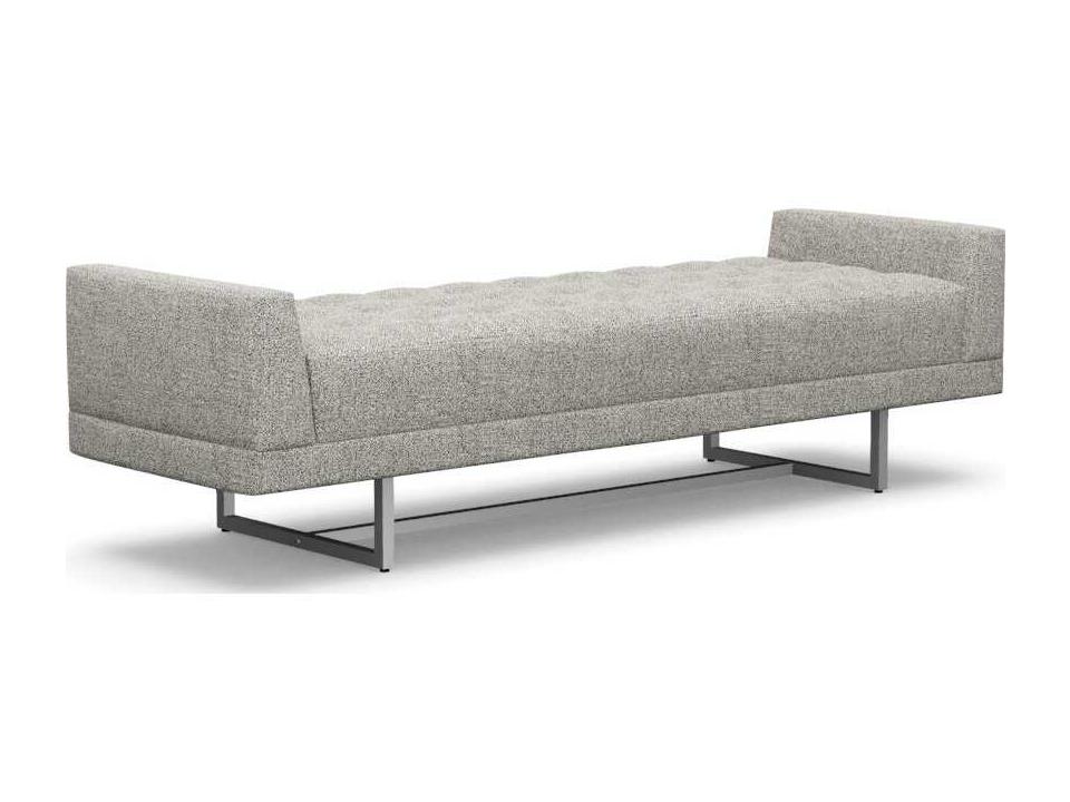 Luca Rock Polished Nickel Gray Upholstered Accent Bench