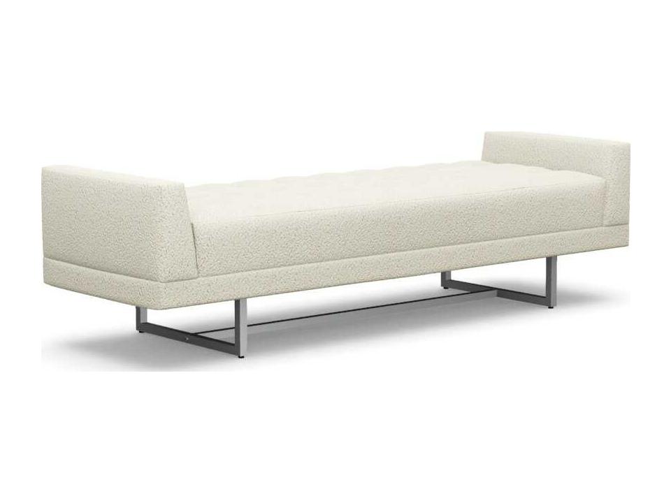 Luca Down Polished Nickel Cream Upholstered Accent Bench