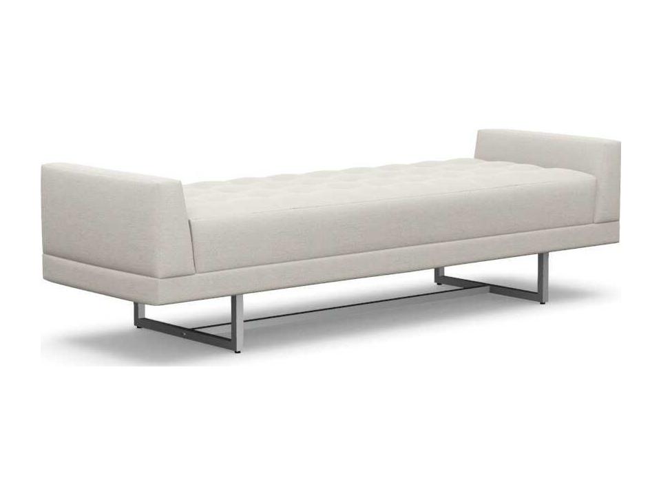 Luca Cameo Upholstered Accent Bench with Polished Nickel Base