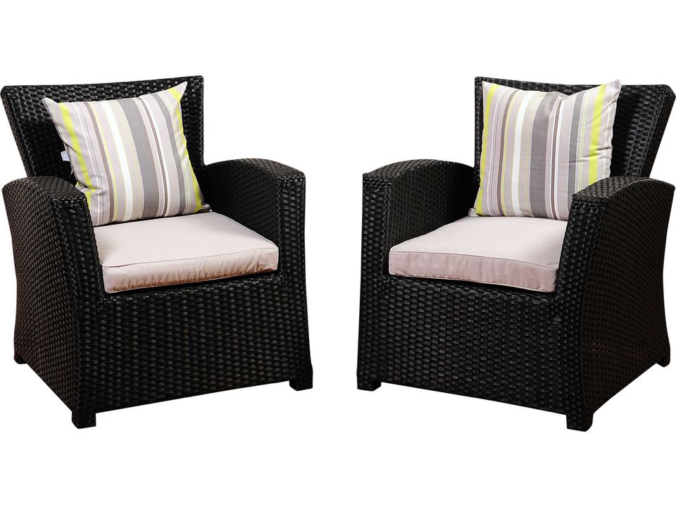 Atlantic Staffordshire 2-Piece Wicker Arm Chair Set Black Grey
