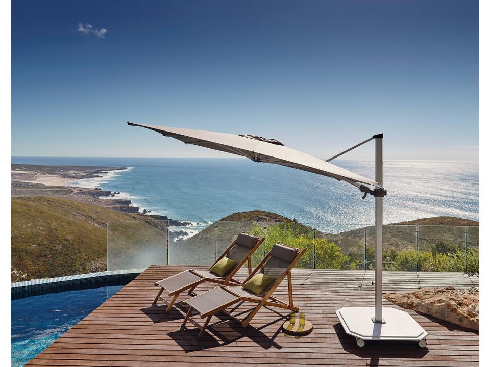 JCP.3 10-Foot Square Cantilever Outdoor Umbrella with Infinite Tilt and Crank Lift