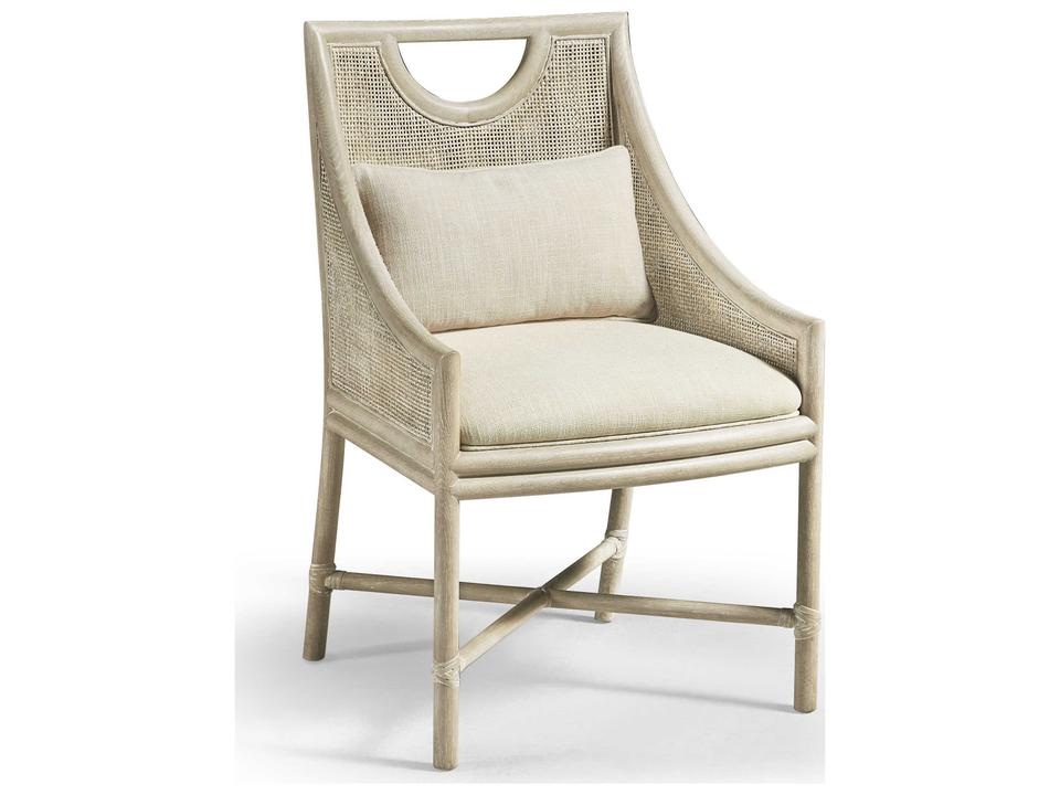 Water Fjord Oak Wood Upholstered Arm Dining Chair