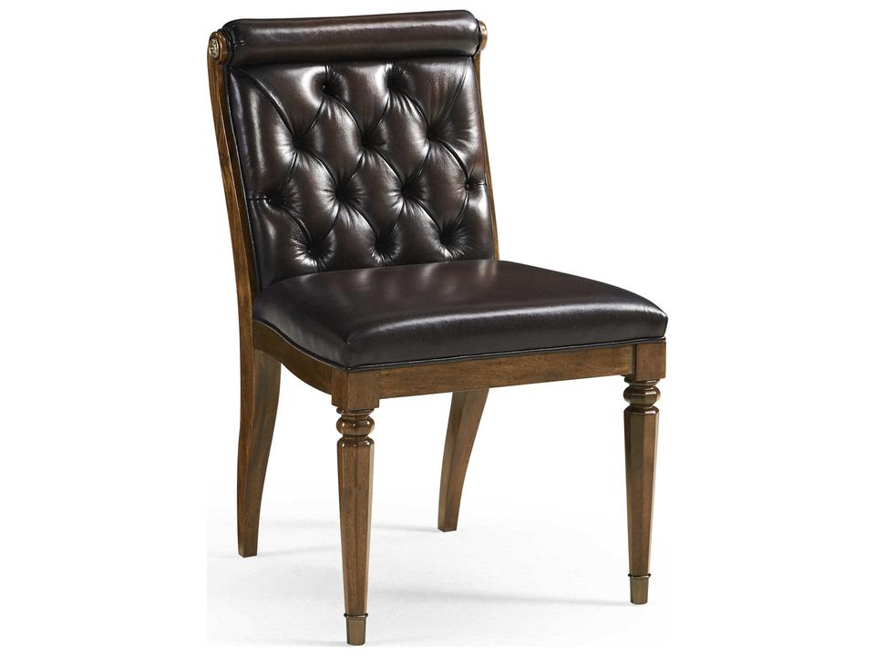 Viceroy Mahogany Wood Brown Leather Side Dining Chair