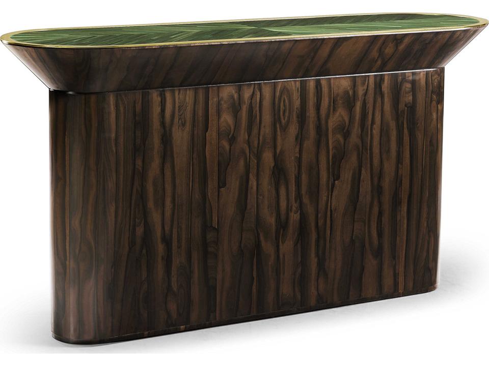 JC Modern Verdure Console Table Jade Green Straw Marquetry