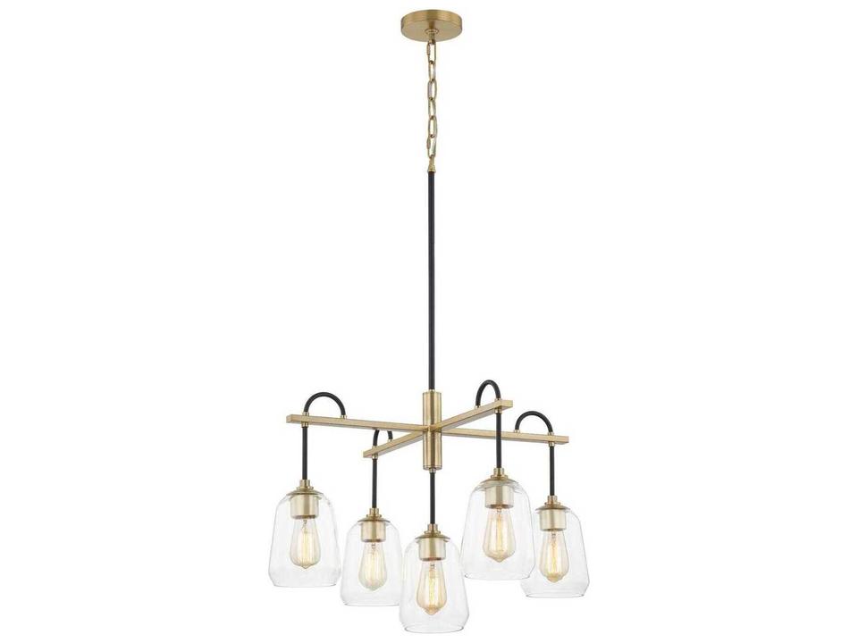 Fusion 5-Light Matte Black Brass Glass Bell Chandelier