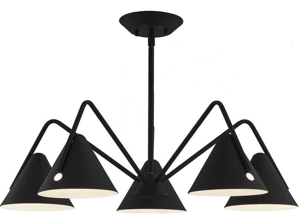 5-Light Zag LED Chandelier in Matte Black Textured