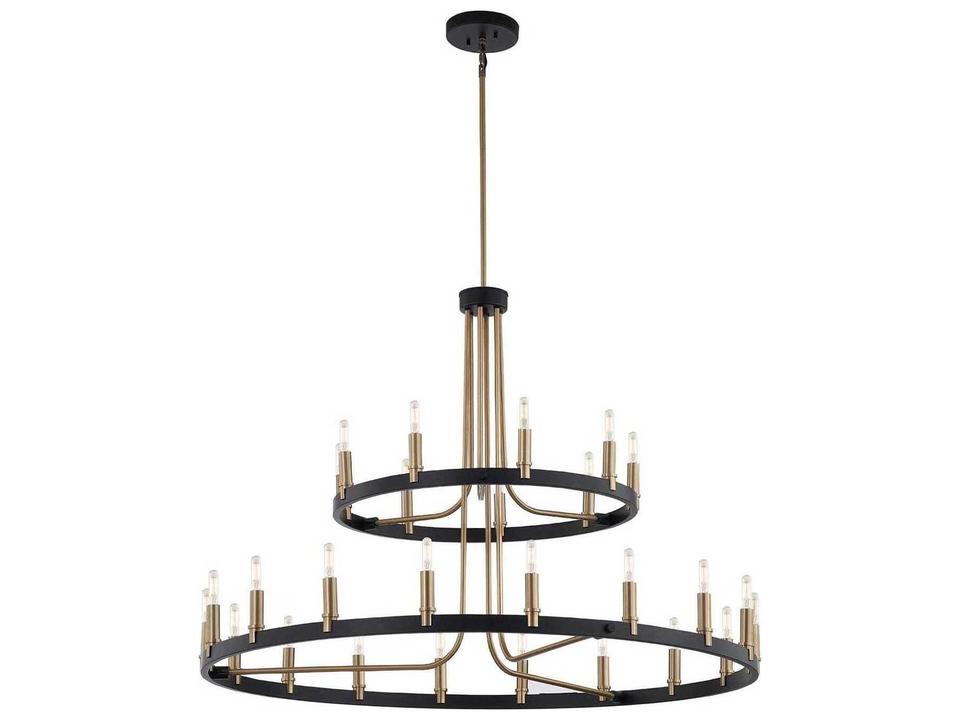 27-Light Clayton Two-Tier Chandelier in Matte Black and Brass