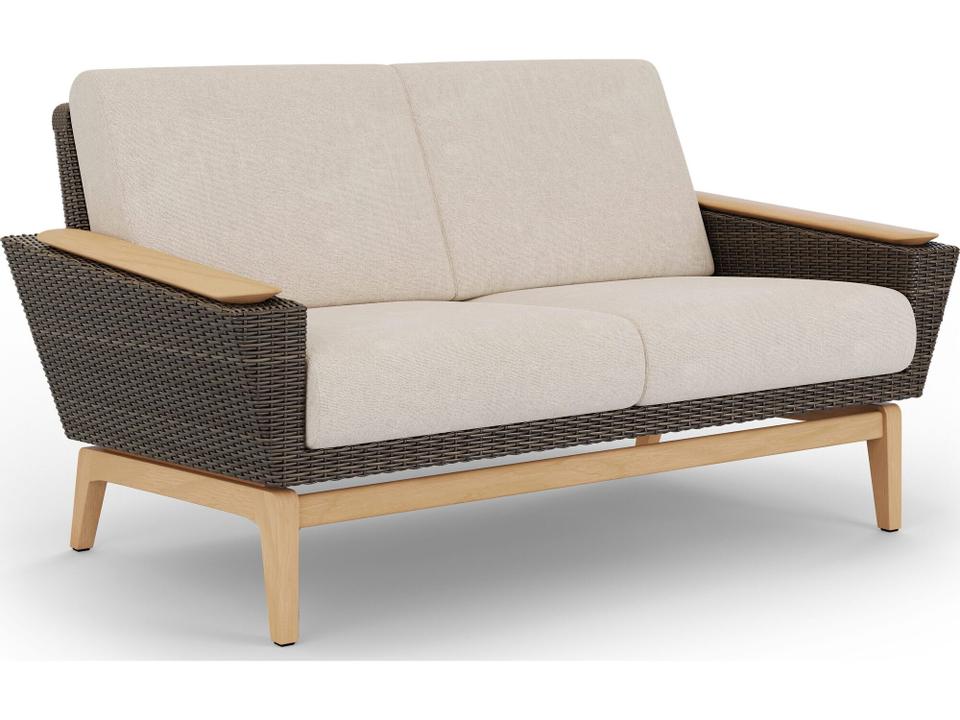 Interception Teak Loveseat with Solara Woven Fiber