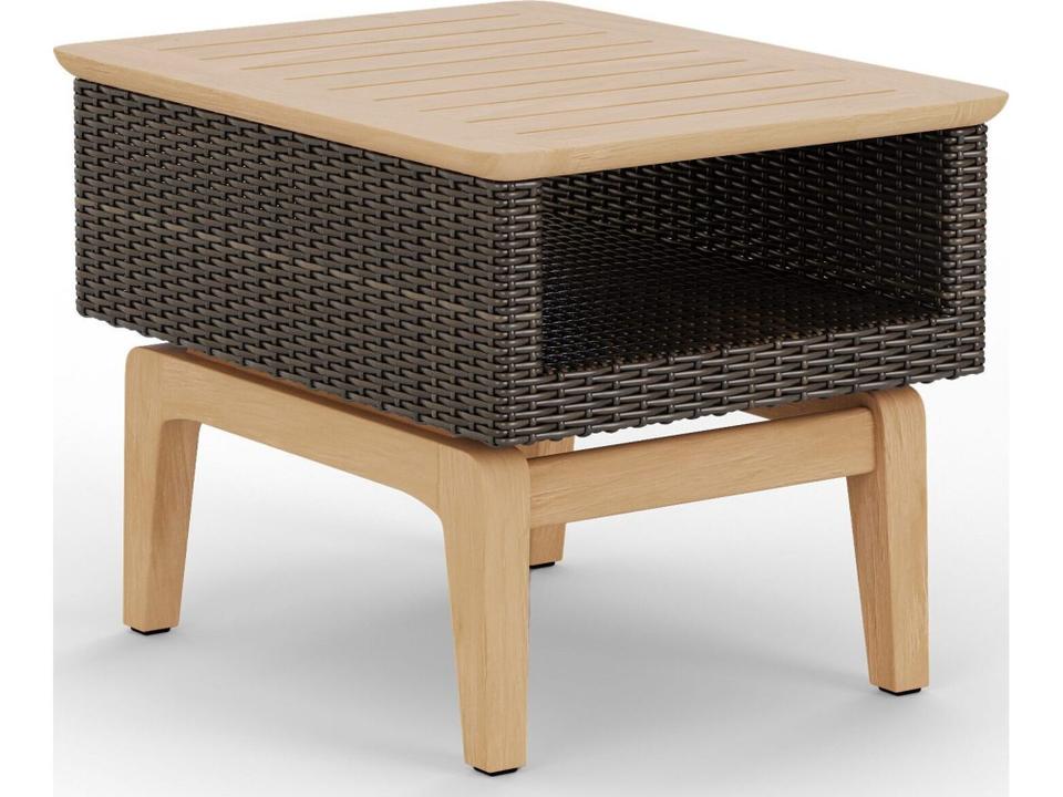 Interception 26 Inch x 24 Inch Teak Day Storage Side Table