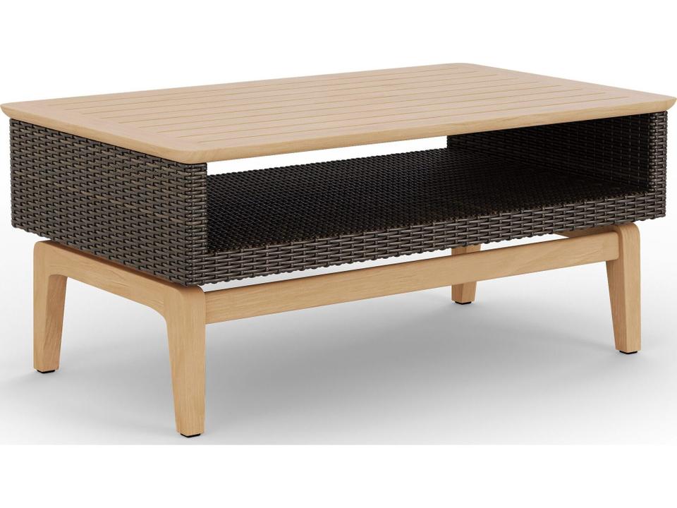 Inception 42 x 26 Inch Rectangular Teak Coffee Table in Natural Teak