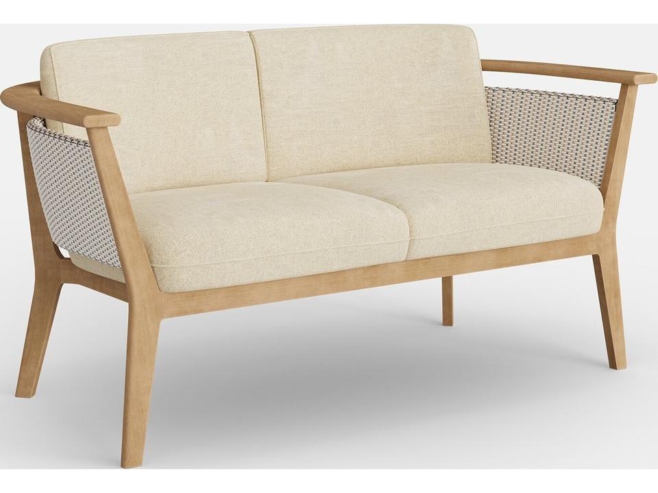 Soleo Teak and Solara Fiber Loveseat in Ivory
