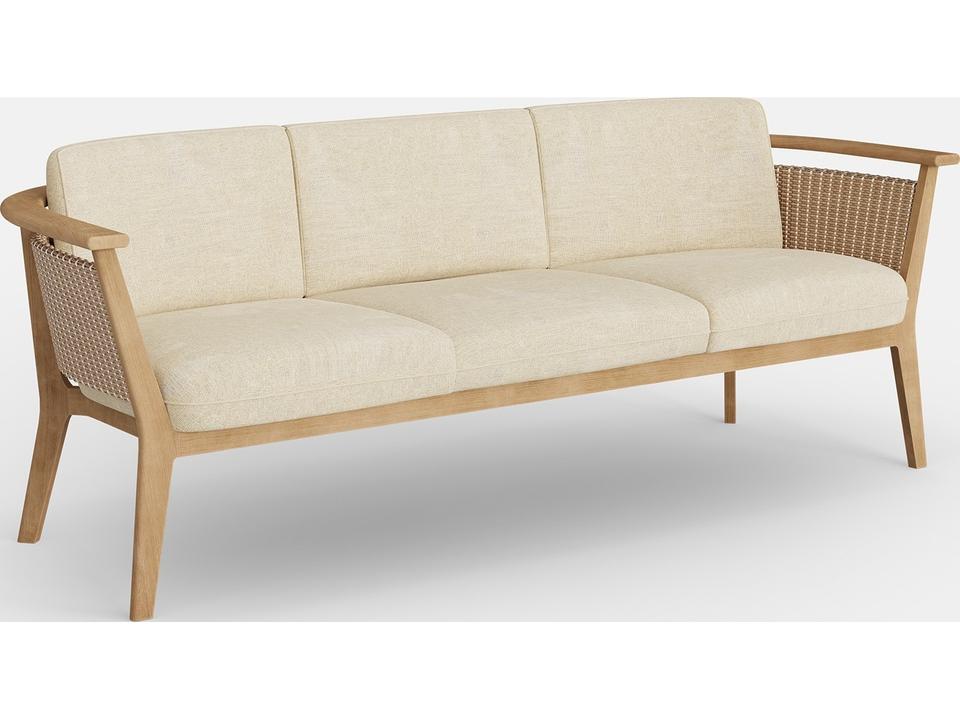 Soleo Sofa with Teak and Solara Fiber in Tawny Brown