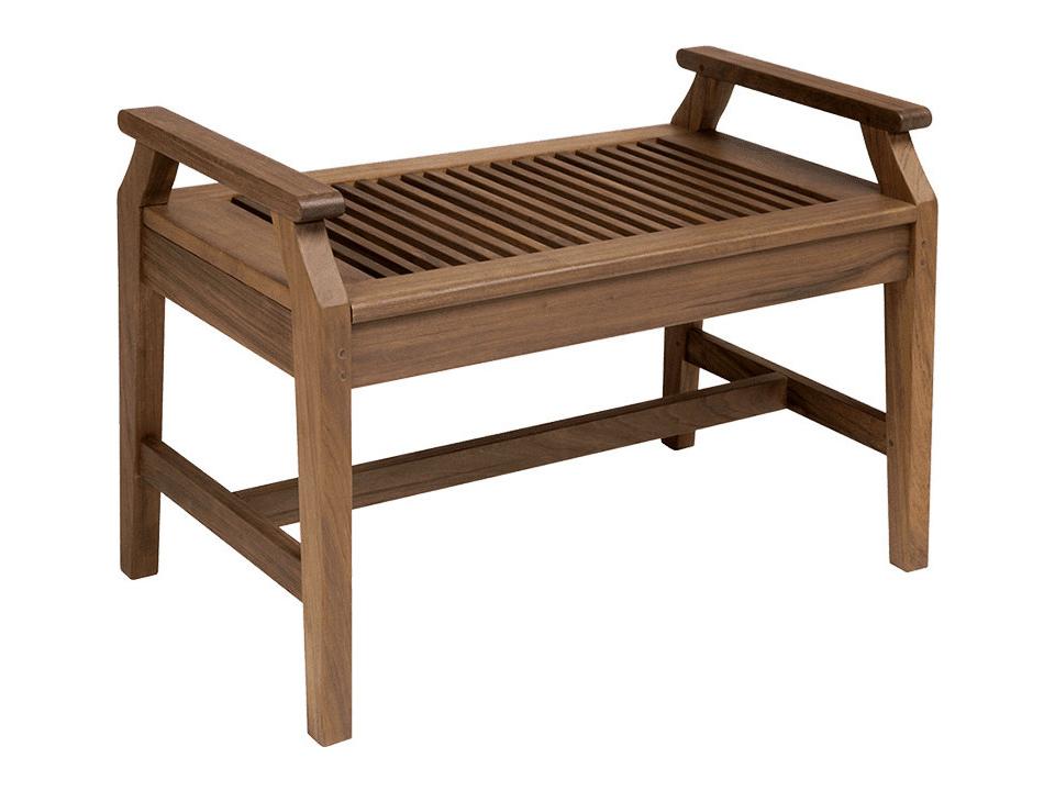 Opal 30 Inch Ipe Wood Bench with Arms