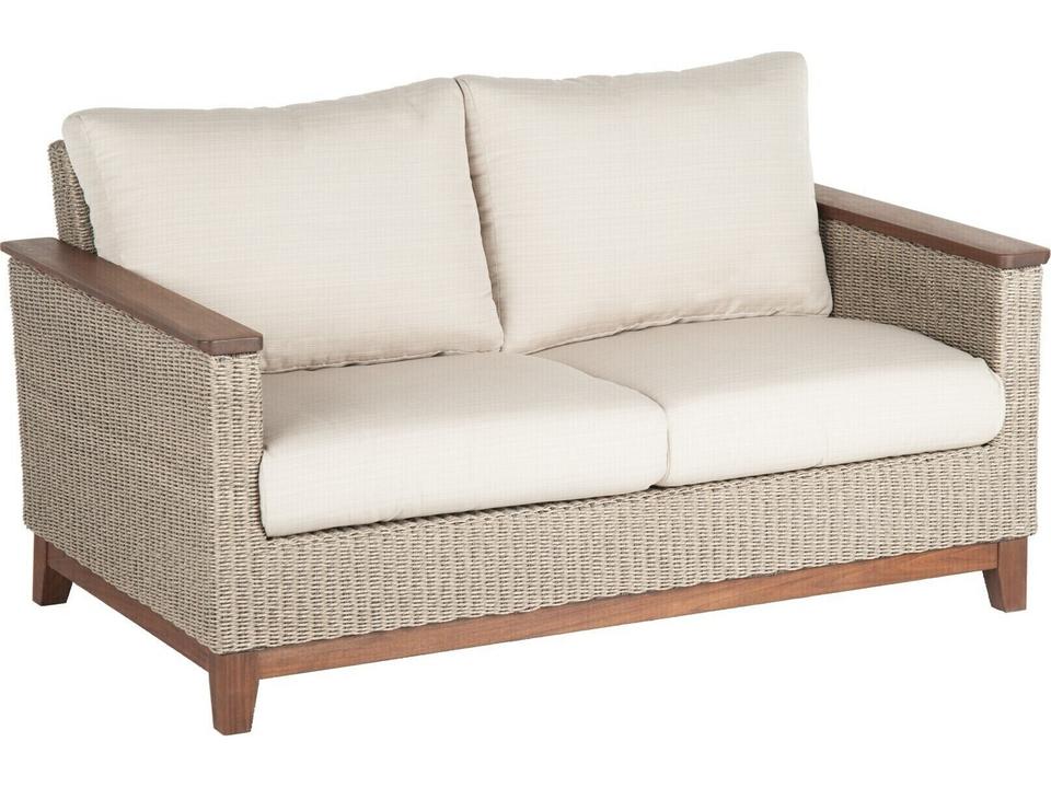 Coral 2-Seat Woven Loveseat with Ipe Accents in Natural