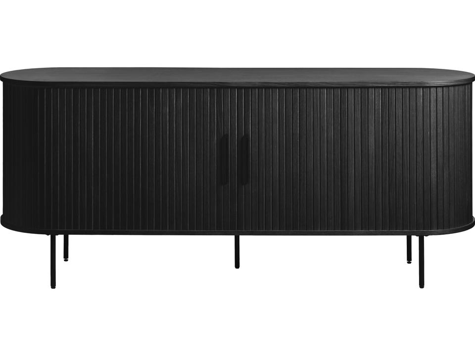 Nola 55 Inch Smoked Oak Sideboard with Ribbed Sliding Doors