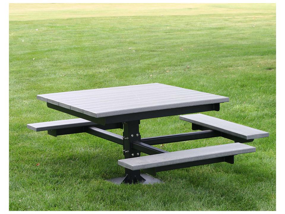 T ADA Steel Rectangular Outdoor Picnic Table