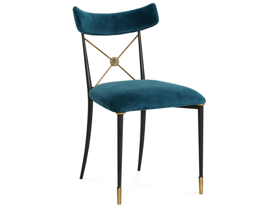 Rider Upholstered Dining Side Chair in Rialto Peacock Velvet